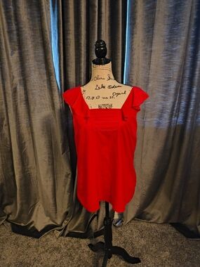 Banana Republic Red Ruffle Sleeve Blouse